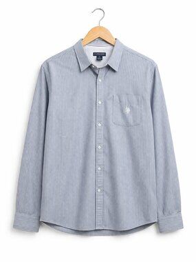 US POLO ASSN | White & Blue Striped Button-Up Blouse – Women’s XL